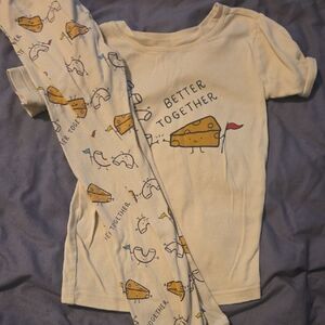Old Navy Kids Pajama Set - Cream with Cheese Print
